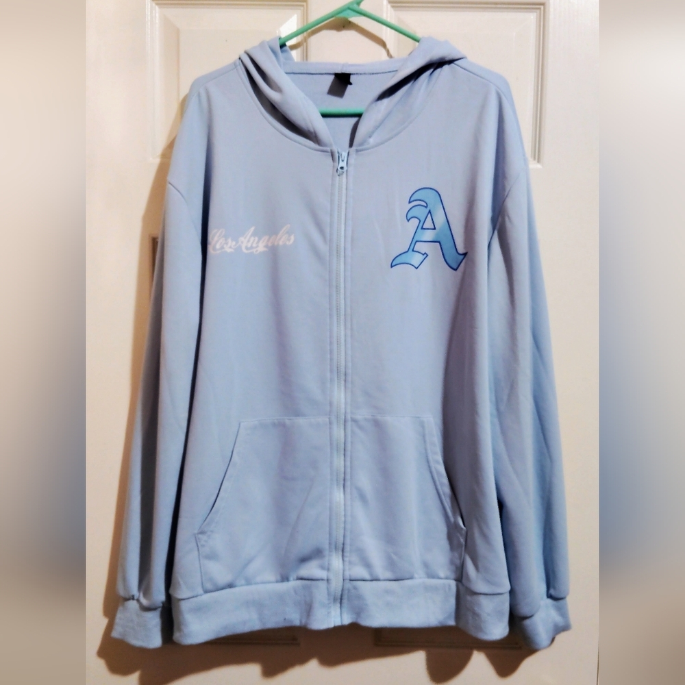 BABY BLUE ROMWE ZIP HOODIE